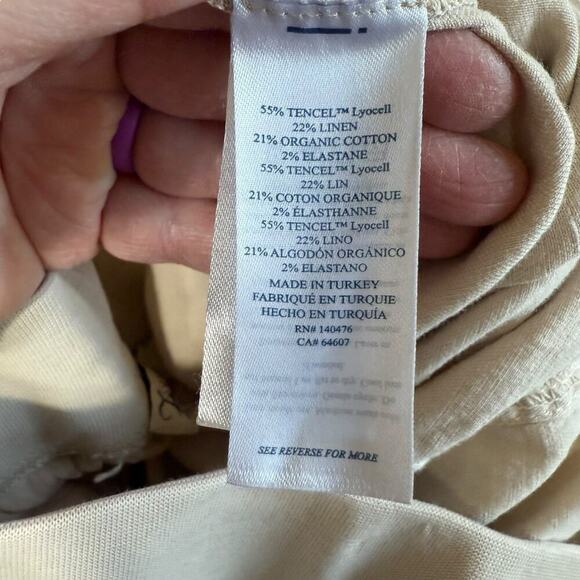 Faherty Arlie Day Pull On Linen Blend Pants Pockets Lagenlook M Lounge Tan - Picture 6 of 10